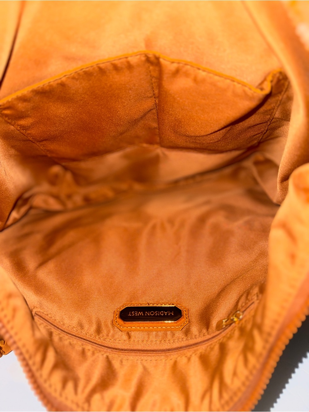 New Madison West Cognac Quilted Puffer Shoulder Bag - Picture 7 of 10